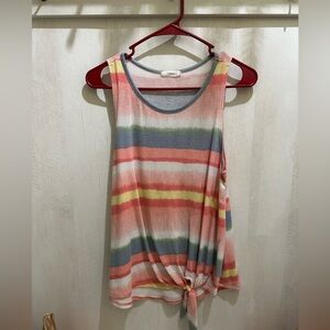 5 for $10 Striped Tank with Pink and Gray Accents